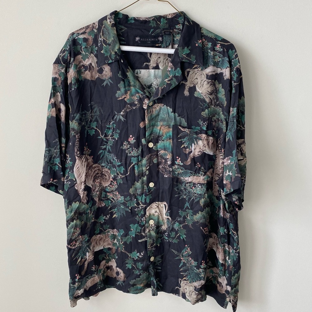 Allsaints XXL Printed Button Down Short Sleeve Shirt